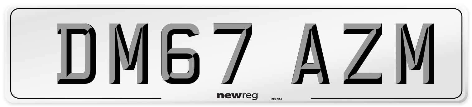DM67 AZM Number Plate from New Reg